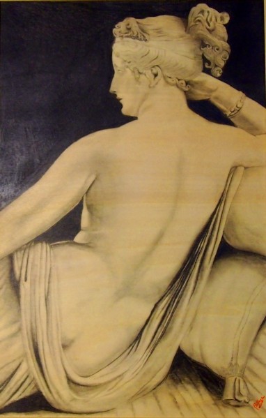 Paolina Bonaparte - grafite su tavola di legno - 40x60 cm .JPG